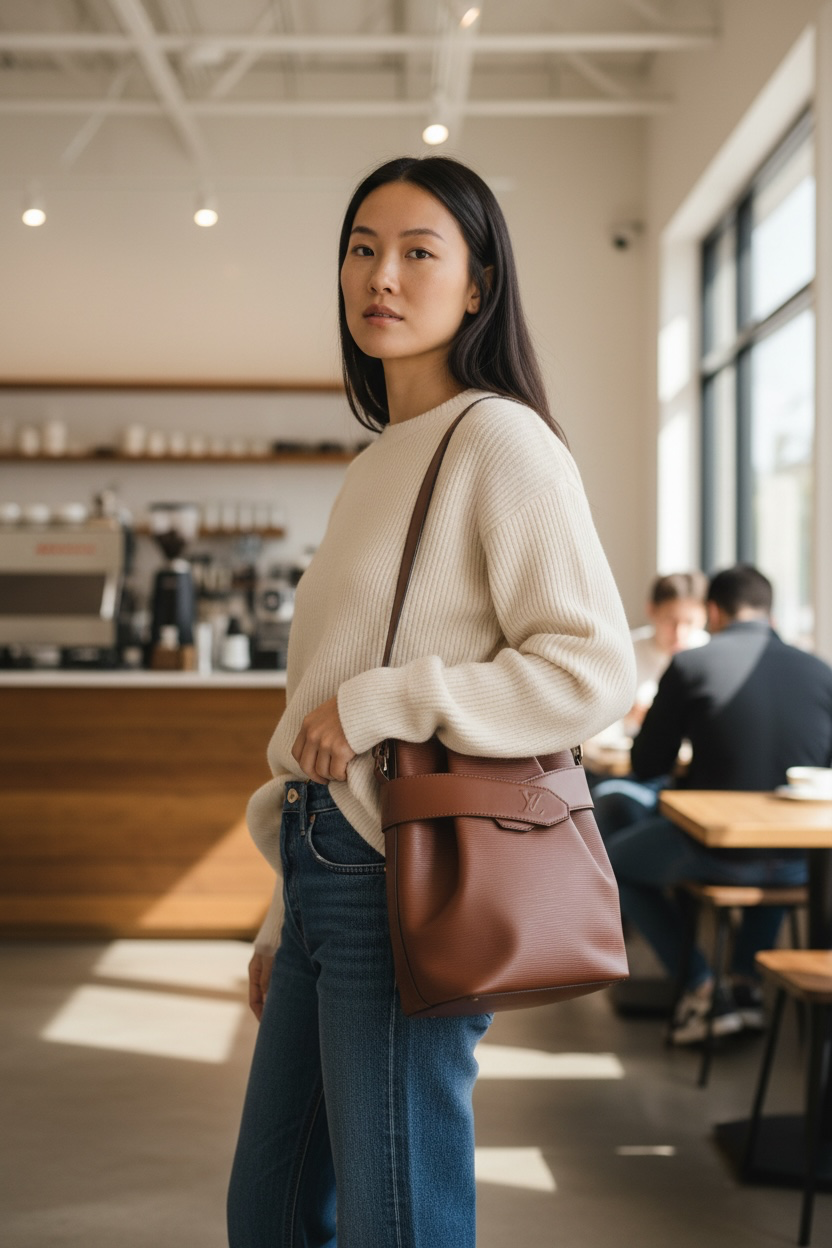 Louis Vuitton Sac D'Epaule Epi Ghw (Brown)
