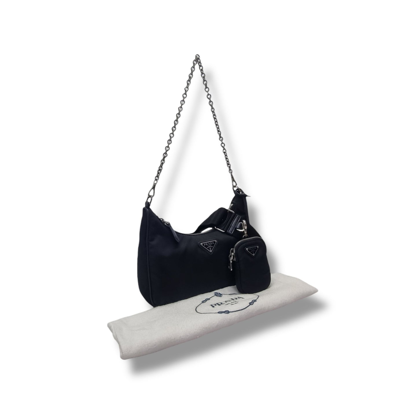 Prada 1BH204 Re-Edition 2005 Nylon Mini Bag W/Pouch Shw (Black)