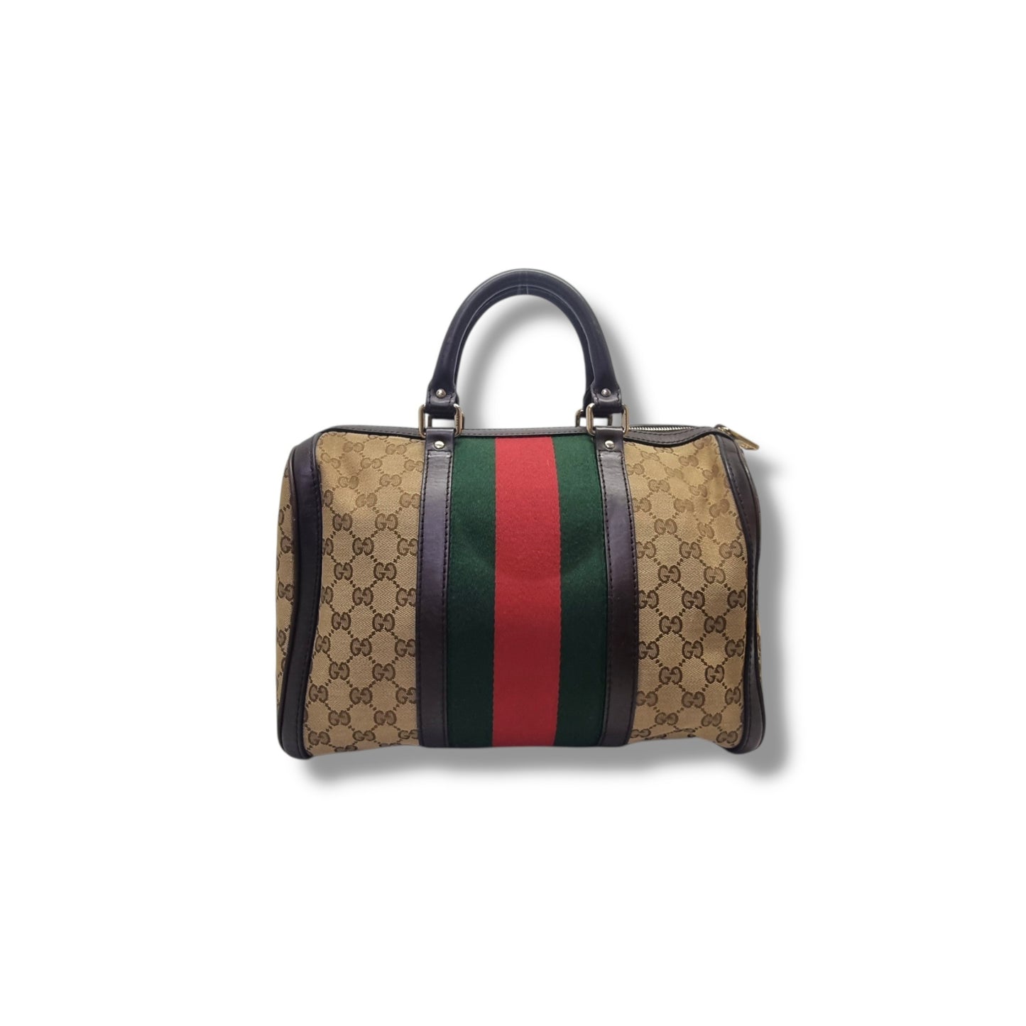 Gucci GG Canvas Vintage Web Boston Bag Ghw (Brown/Beige)