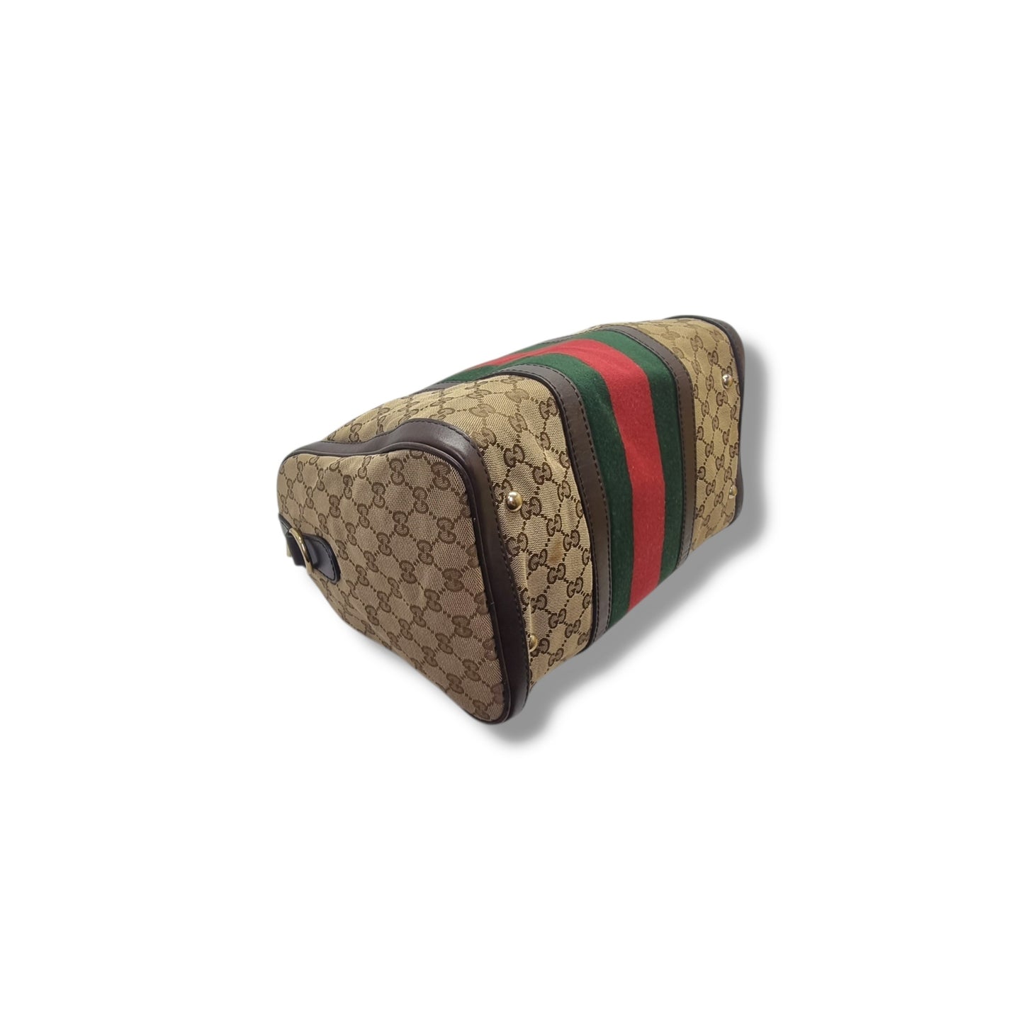 Gucci GG Canvas Vintage Web Boston Bag Ghw (Brown/Beige)