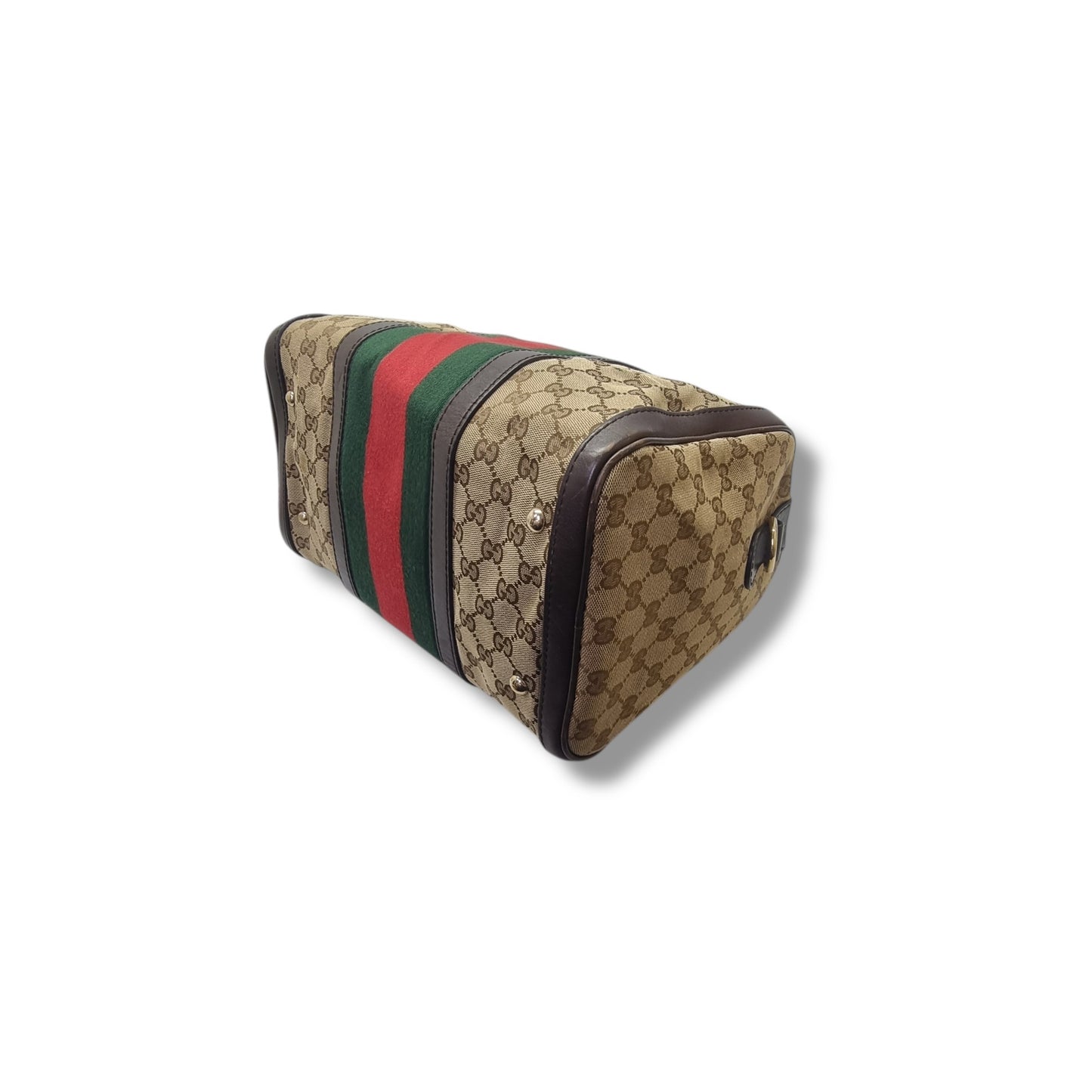 Gucci GG Canvas Vintage Web Boston Bag Ghw (Brown/Beige)