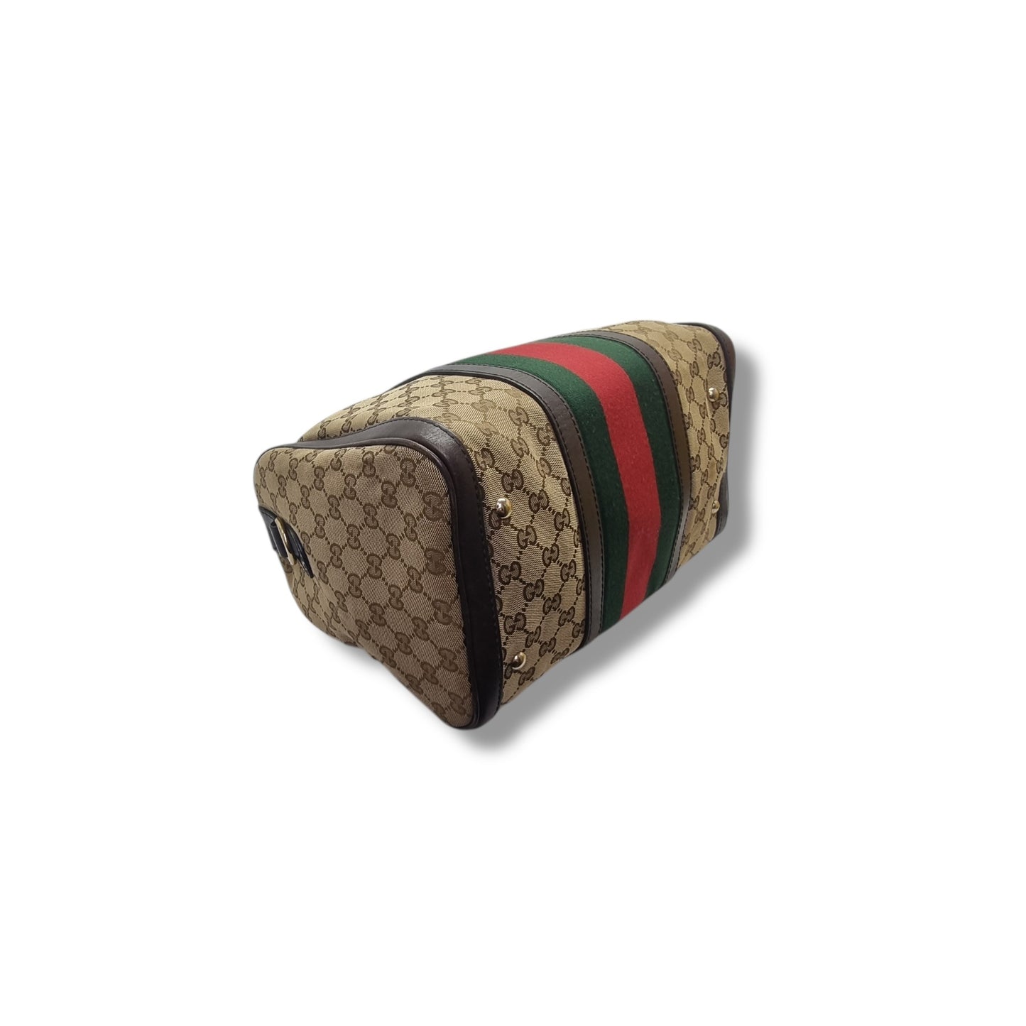 Gucci GG Canvas Vintage Web Boston Bag Ghw (Brown/Beige)