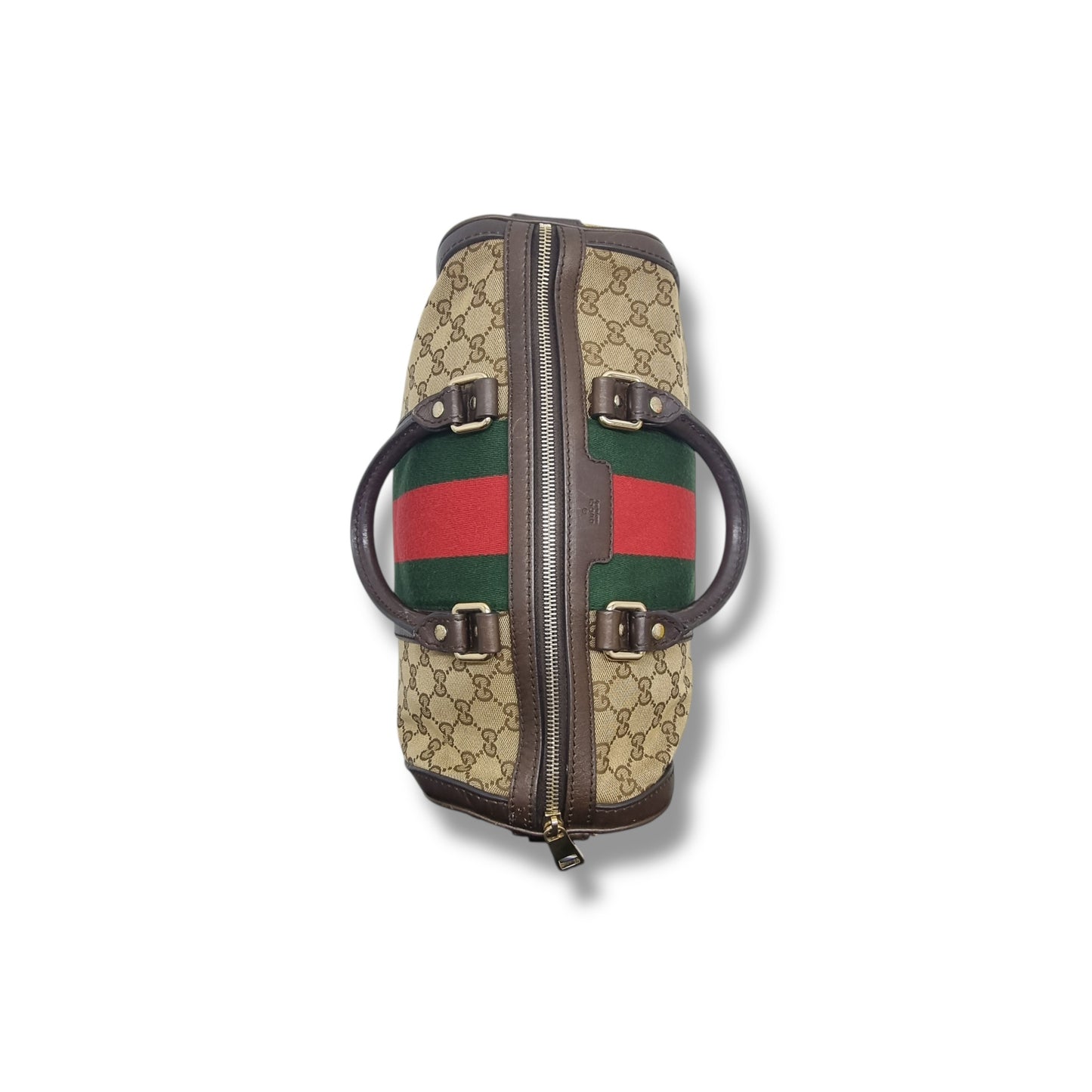 Gucci GG Canvas Vintage Web Boston Bag Ghw (Brown/Beige)