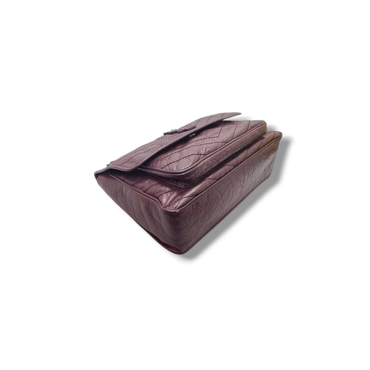 YSL Niki Large Calfskin Leather Bag Shw (Burgundy)