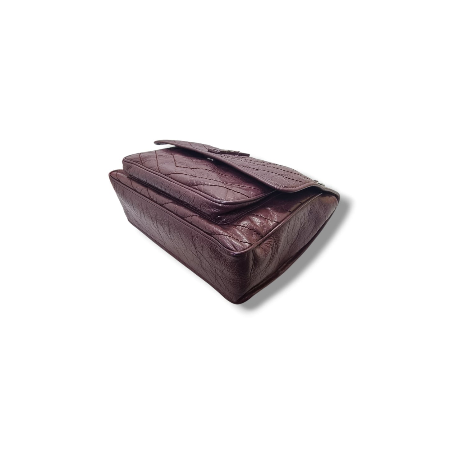 YSL Niki Large Calfskin Leather Bag Shw (Burgundy)