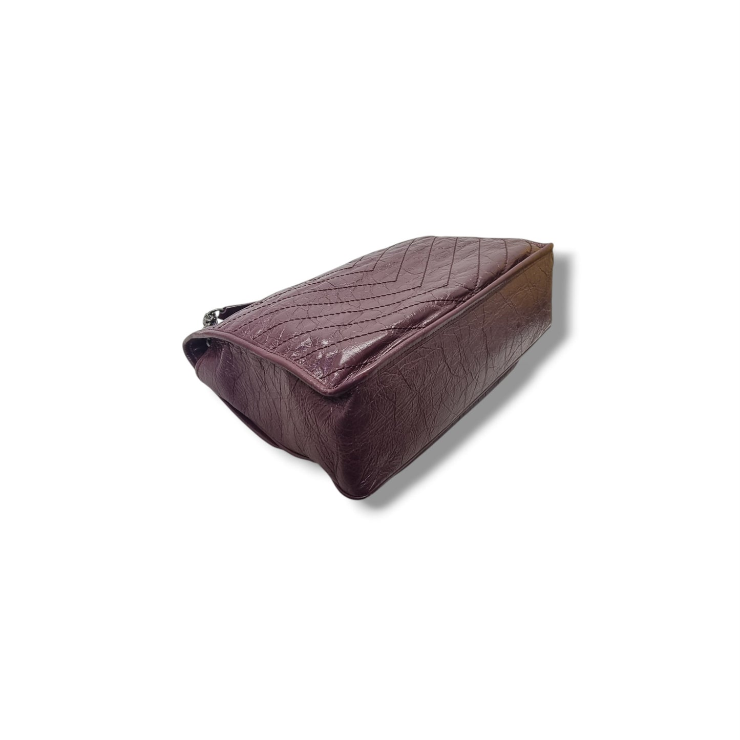 YSL Niki Large Calfskin Leather Bag Shw (Burgundy)