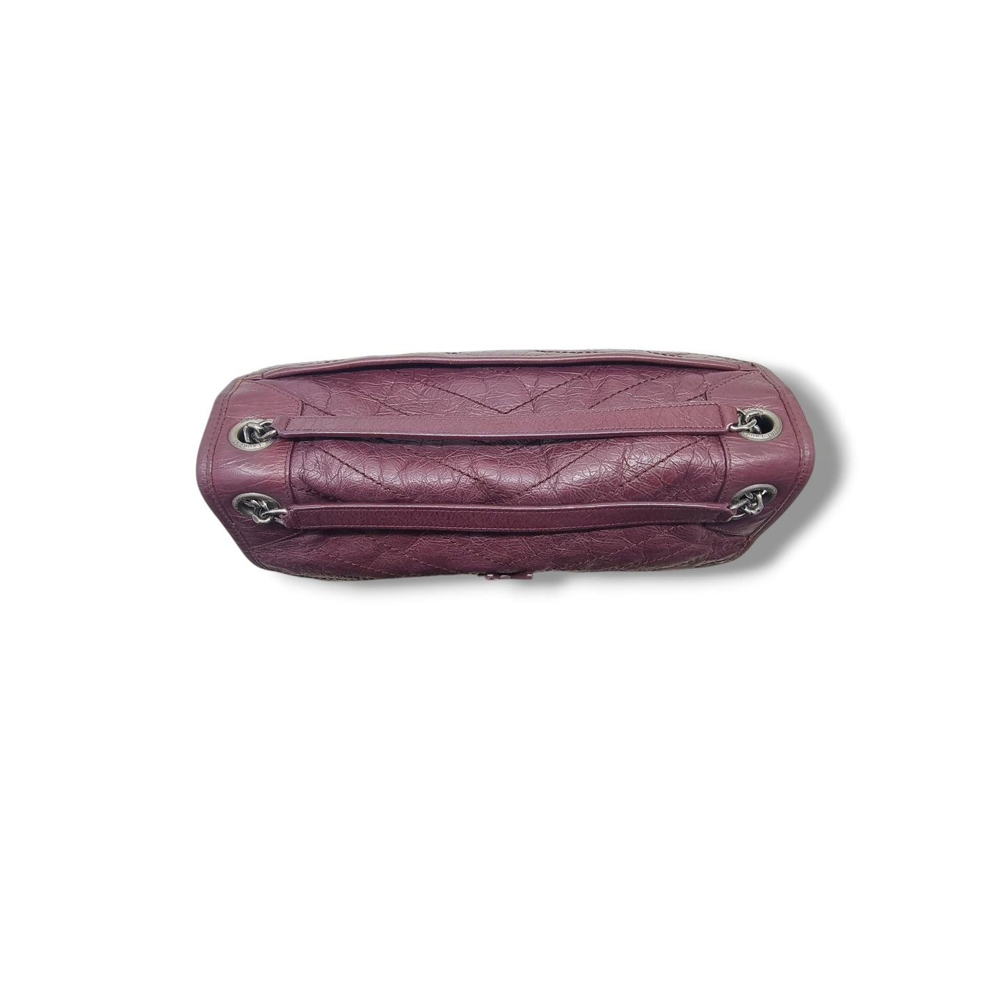 YSL Niki Large Calfskin Leather Bag Shw (Burgundy)