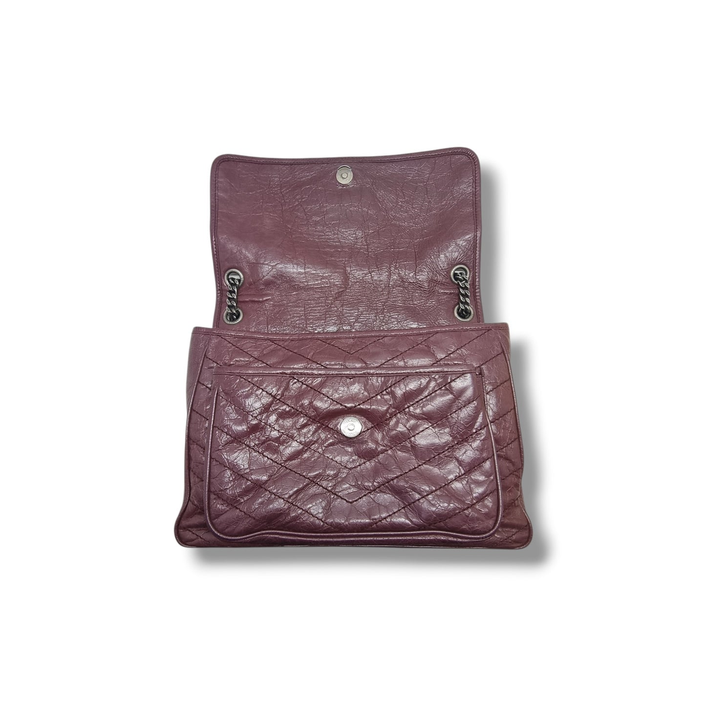 YSL Niki Large Calfskin Leather Bag Shw (Burgundy)