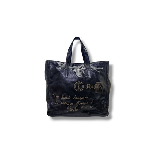 YSL Y-Mail Patent Leather Large Document Bag Ghw (Black)