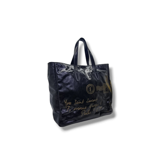 YSL Y-Mail Patent Leather Large Document Bag Ghw (Black)