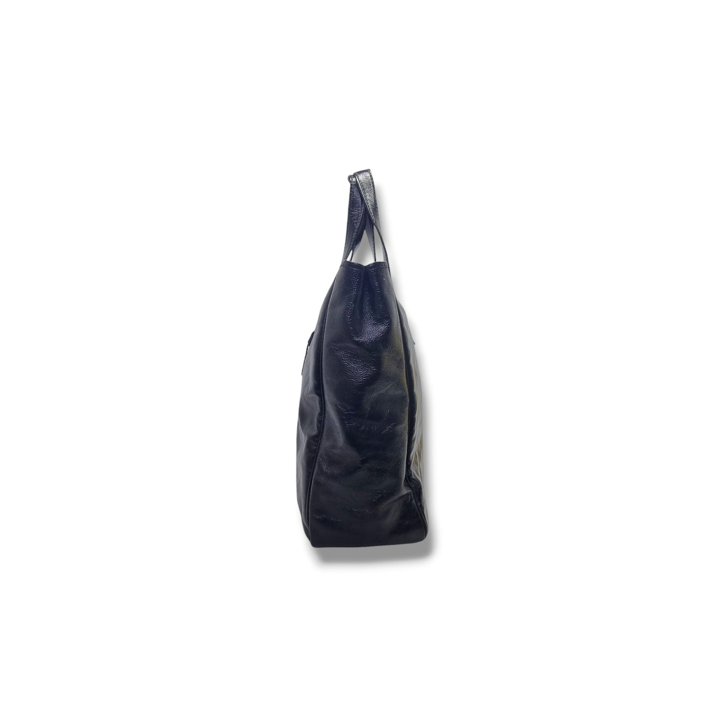 YSL Y-Mail Patent Leather Large Document Bag Ghw (Black)