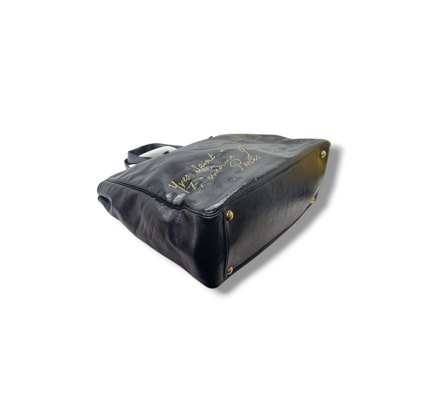 YSL Y-Mail Patent Leather Large Document Bag Ghw (Black)
