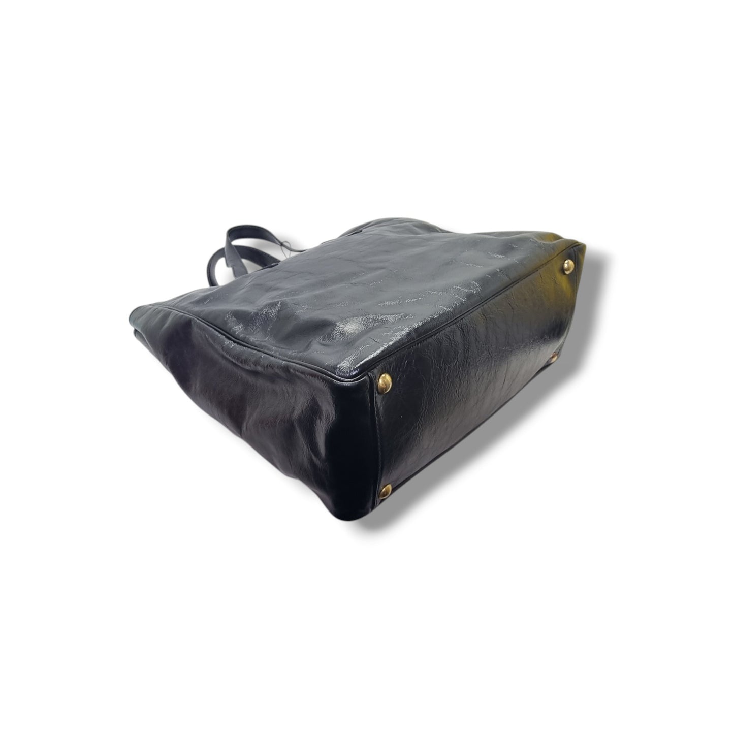 YSL Y-Mail Patent Leather Large Document Bag Ghw (Black)