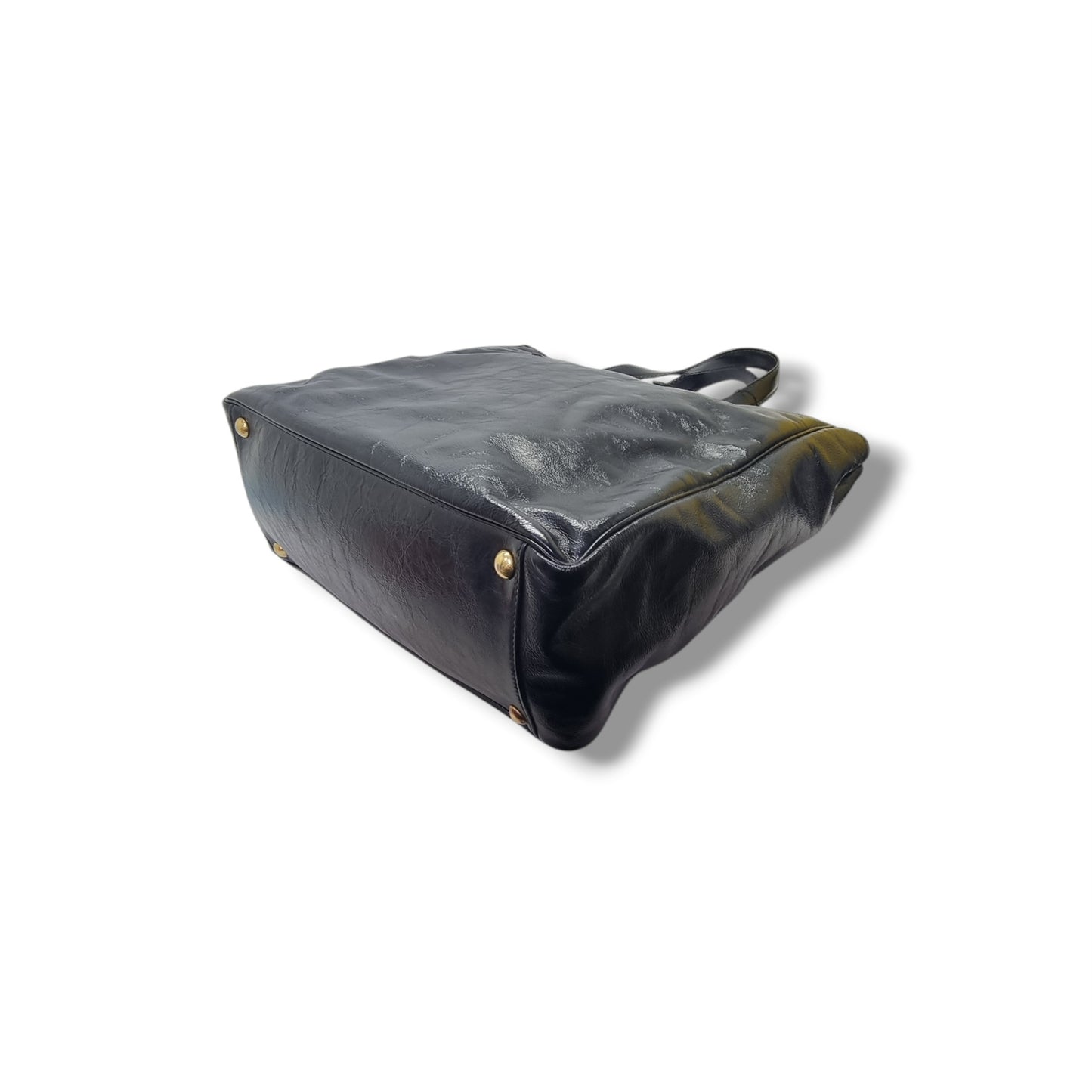 YSL Y-Mail Patent Leather Large Document Bag Ghw (Black)