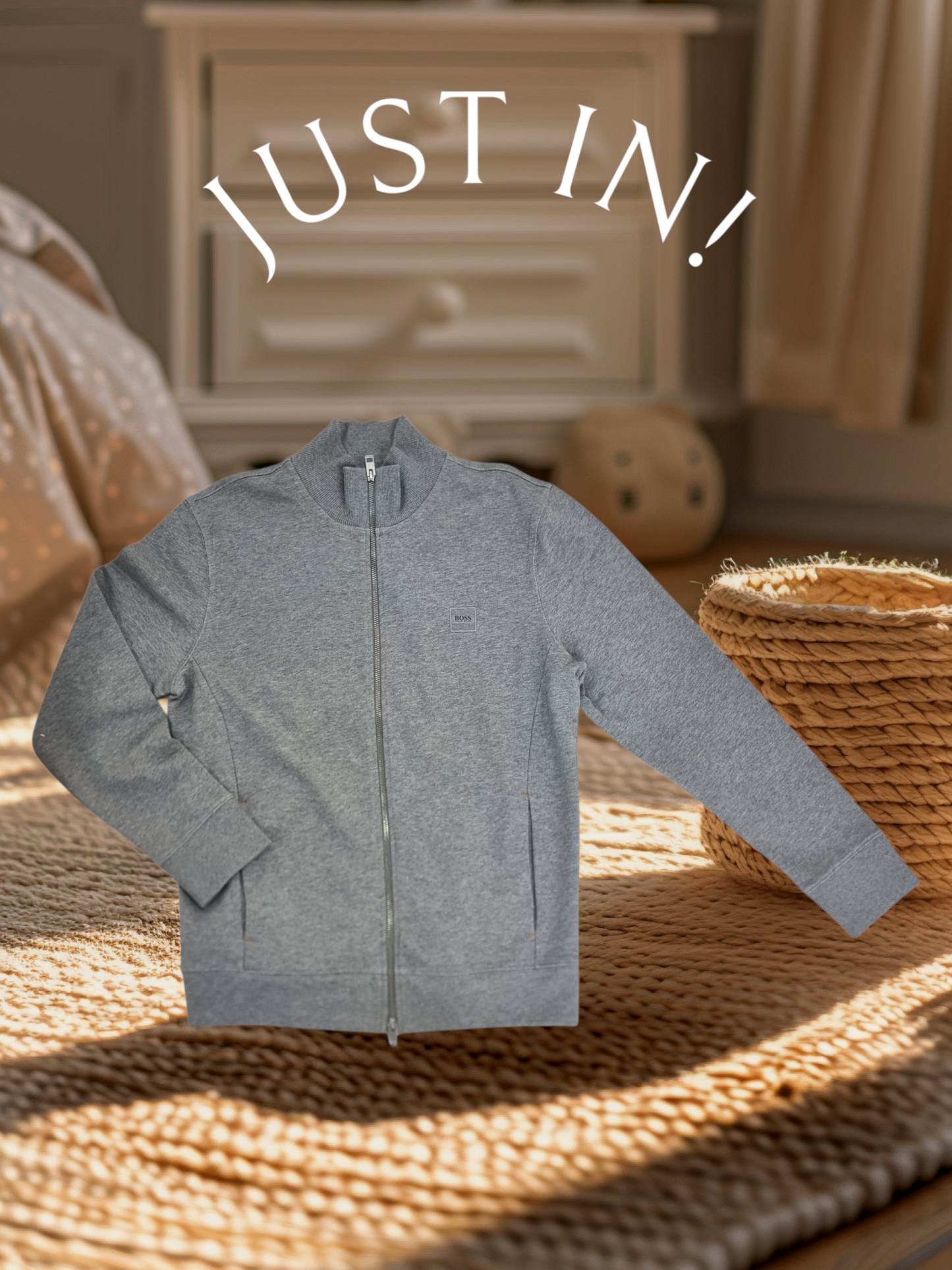 Hugo Boss Sweater Zip Neck Knitted Cotton (Grey)