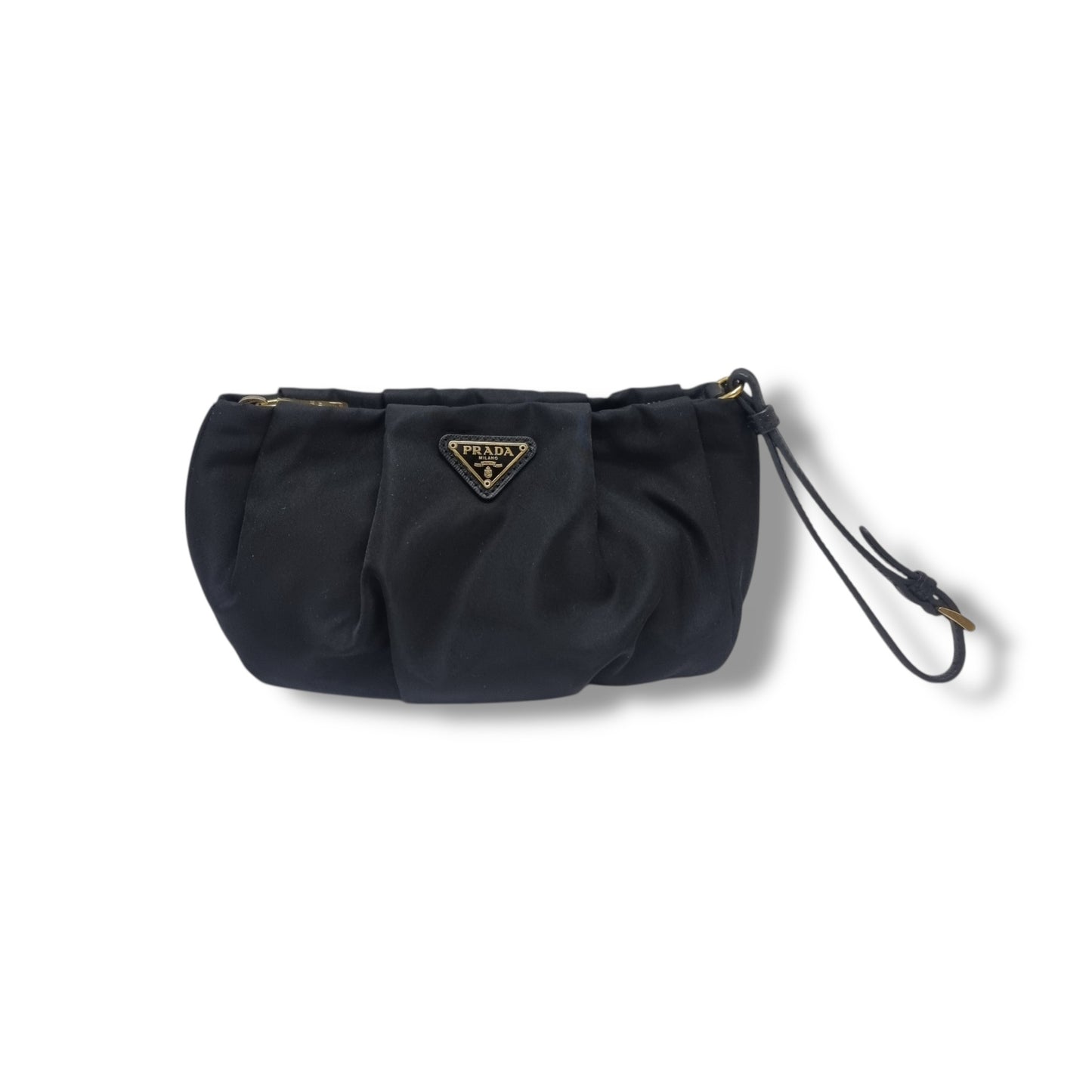 Prada 1N1422 Wristlet Nylon Clutch Ghw (Black)