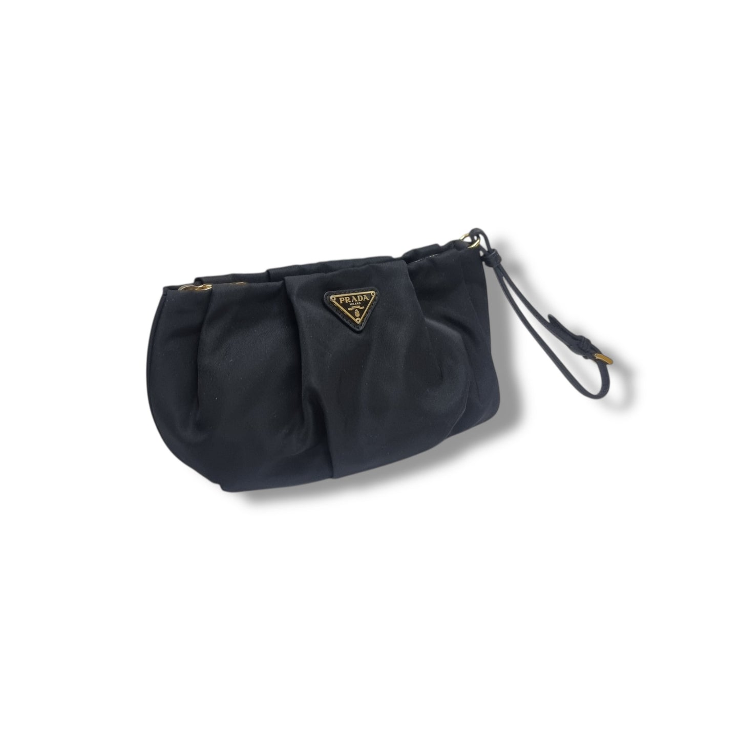 Prada 1N1422 Wristlet Nylon Clutch Ghw (Black)