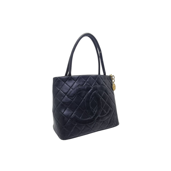 Chanel Medallion Shoulder Bag Lambskin Black Ghw