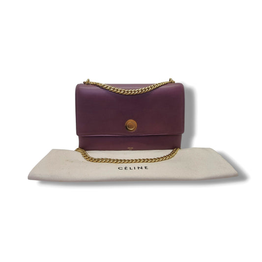 Celine Coin Flap Leather Sling Bag Ghw (Burgundy)