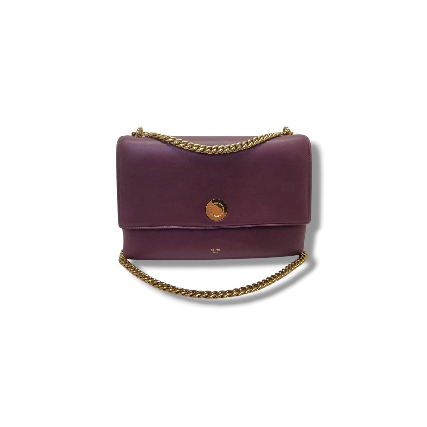 Celine Coin Flap Leather Sling Bag Ghw (Burgundy)