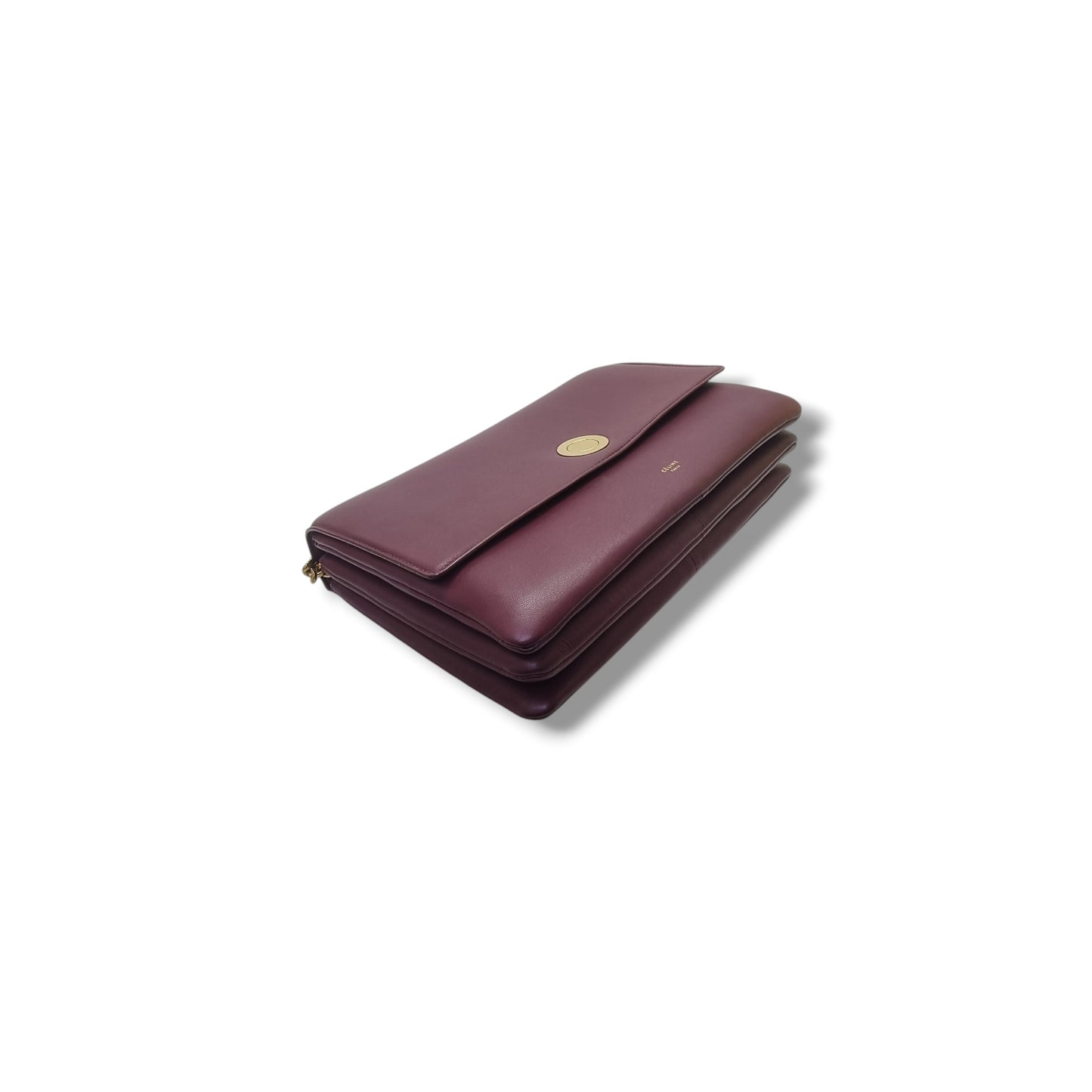 Celine Coin Flap Leather Sling Bag Ghw (Burgundy)