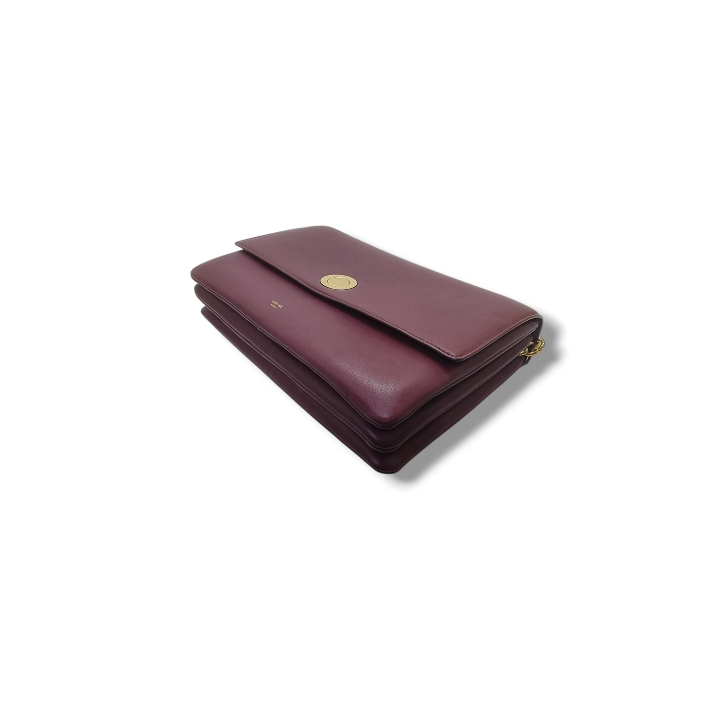 Celine Coin Flap Leather Sling Bag Ghw (Burgundy)