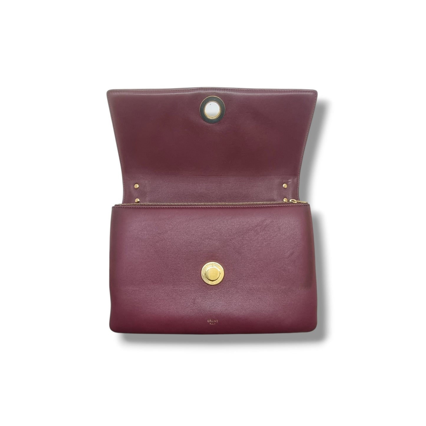 Celine Coin Flap Leather Sling Bag Ghw (Burgundy)
