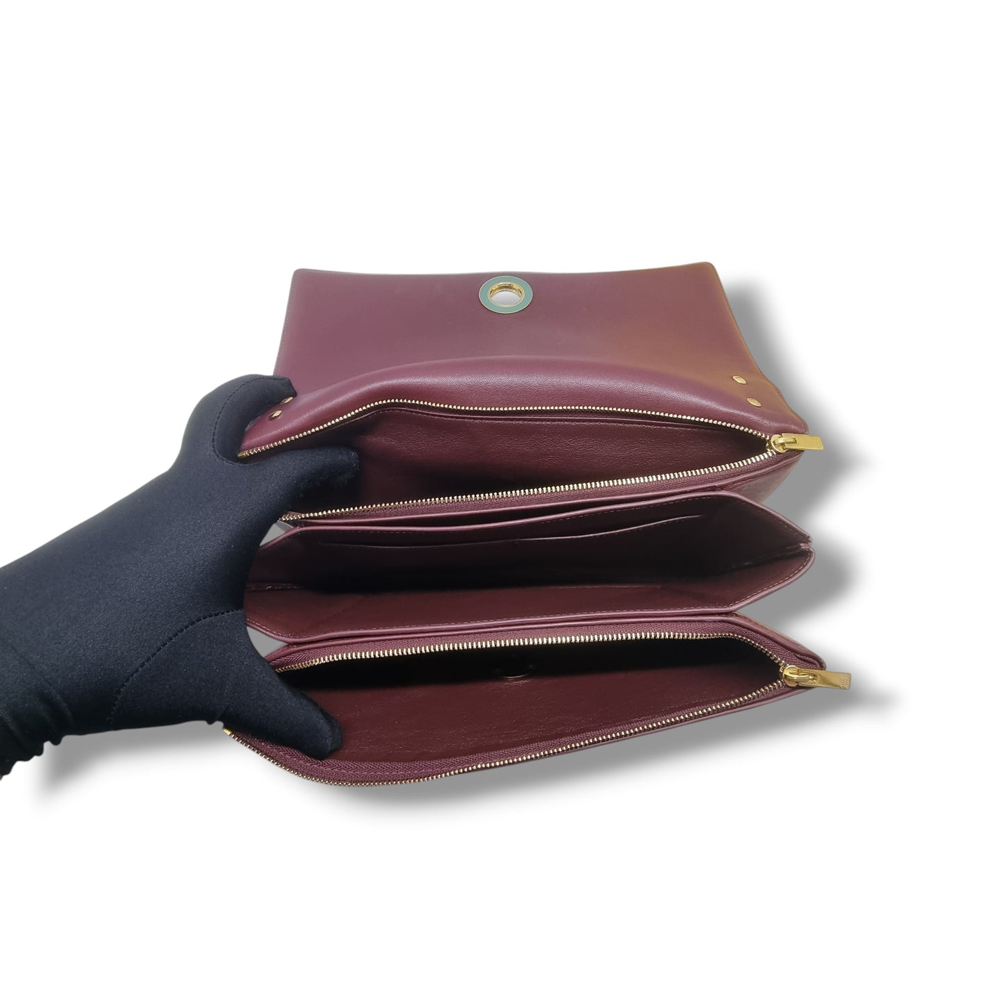 Celine Coin Flap Leather Sling Bag Ghw (Burgundy)