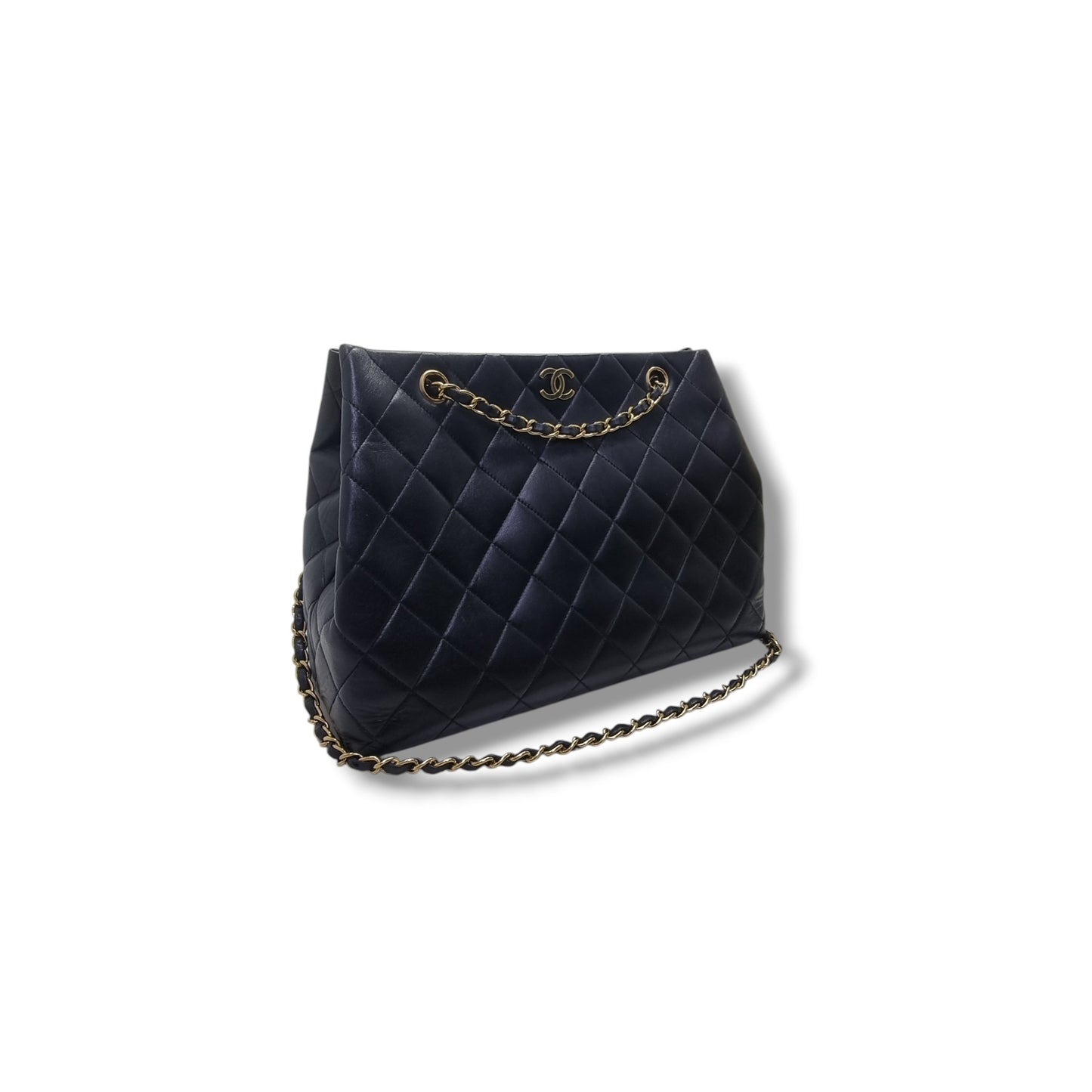 Chanel Vintage Quilted Lambskin Shoulder Bag Ghw (Black)