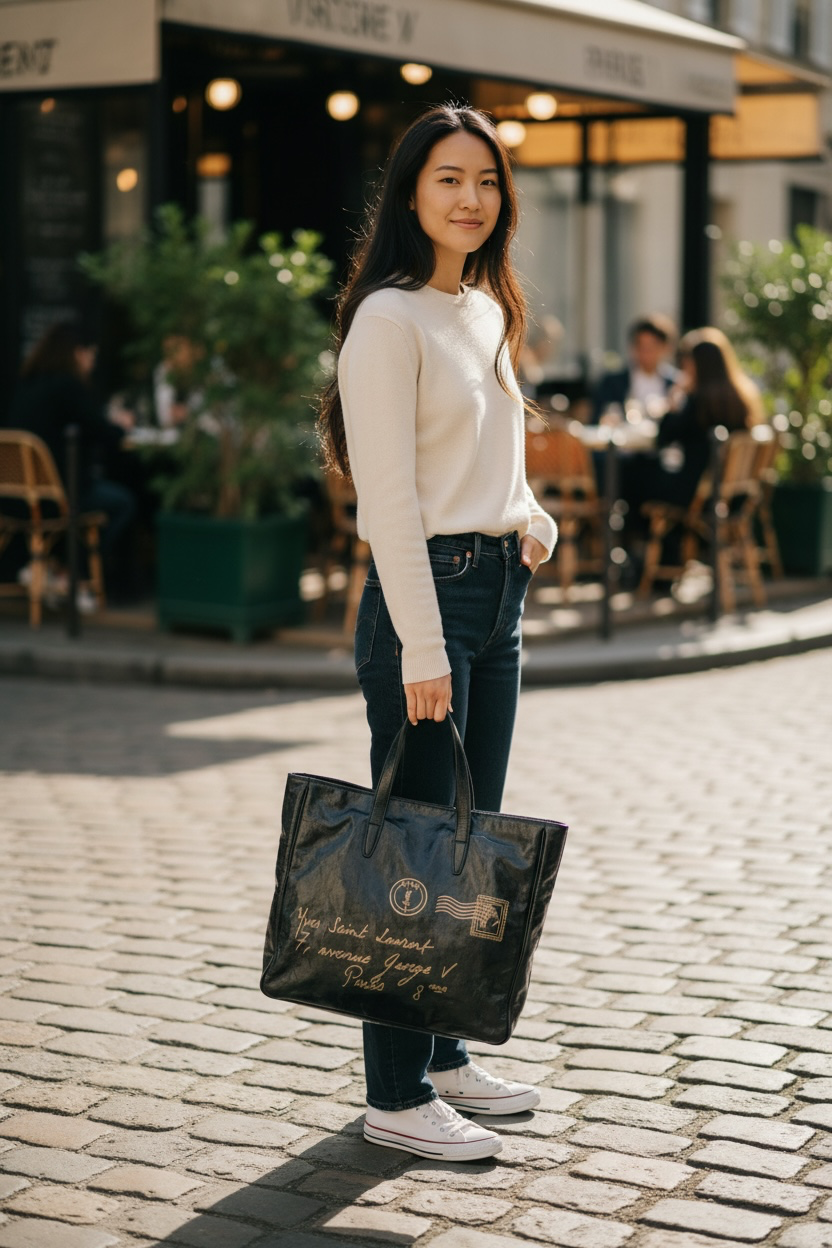 YSL Y-Mail Patent Leather Large Document Bag Ghw (Black)
