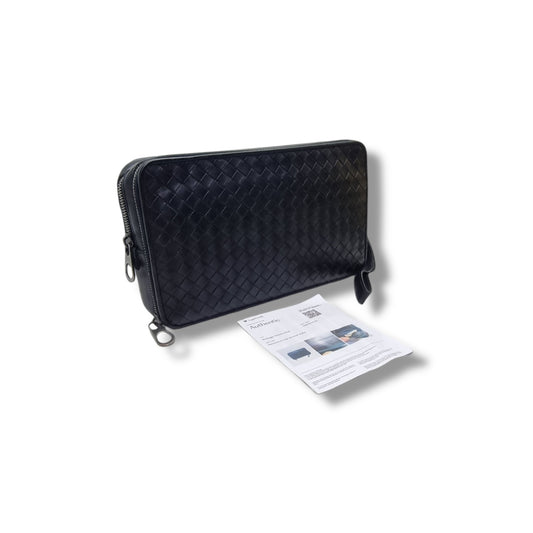 Bottega Veneta Organizer Intrecciato Leather Shw (Black)