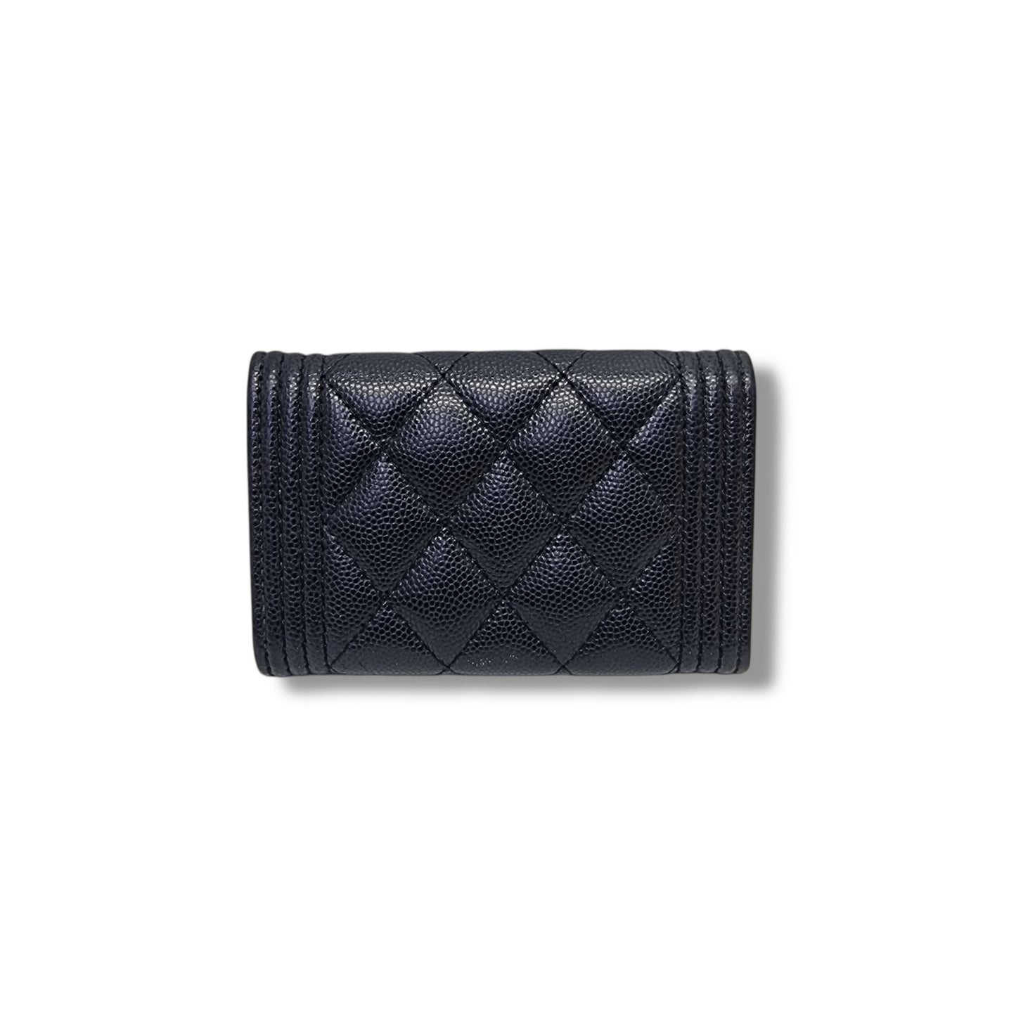 Chanel Boy Flap Card Holder Caviar Ghw (Black)