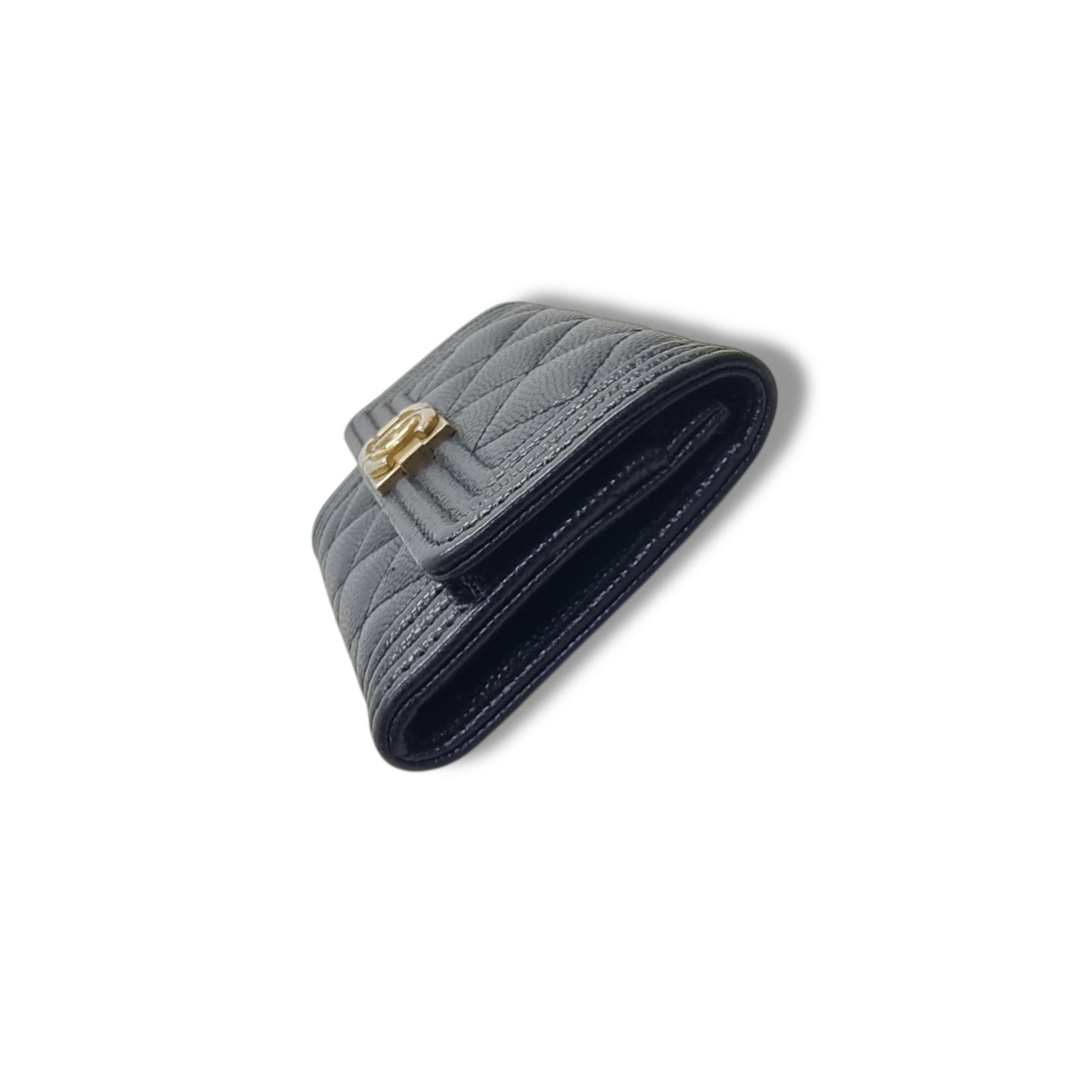 Chanel Boy Flap Card Holder Caviar Ghw (Black)