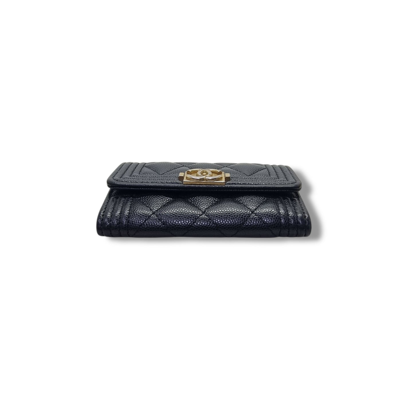 Chanel Boy Flap Card Holder Caviar Ghw (Black)