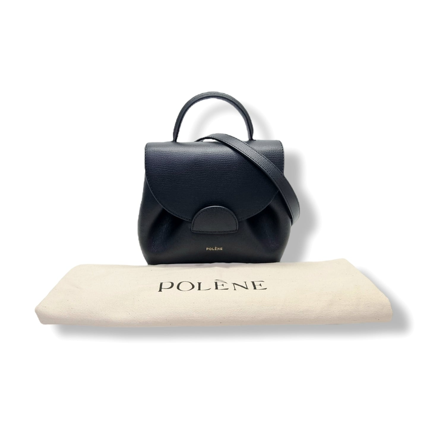 Polene Numero Un Nano Leather Tote Ghw (Black)