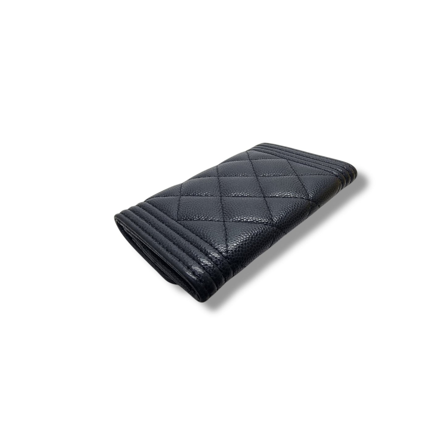 Chanel Boy Flap Card Holder Caviar Ghw (Black)