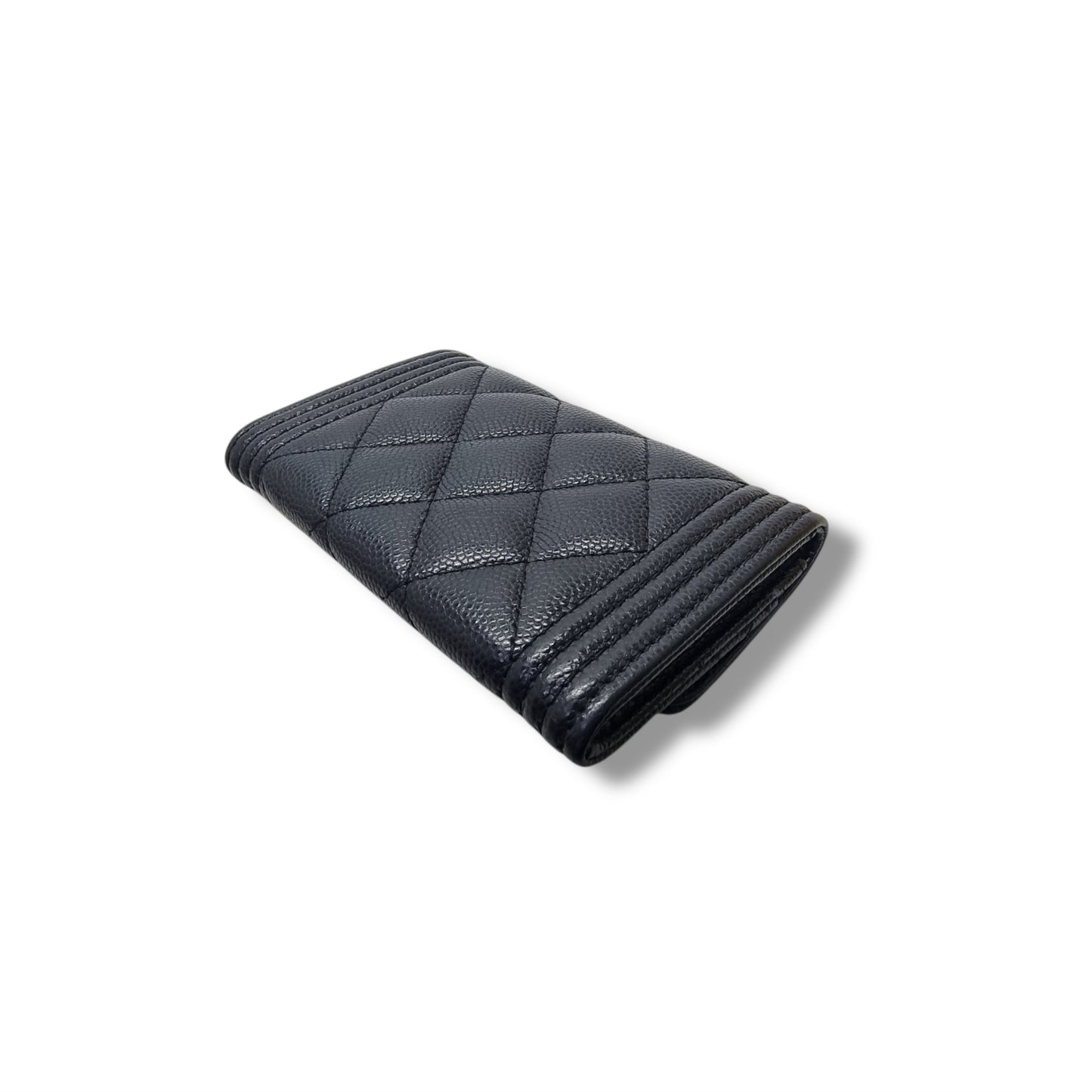 Chanel Boy Flap Card Holder Caviar Ghw (Black)