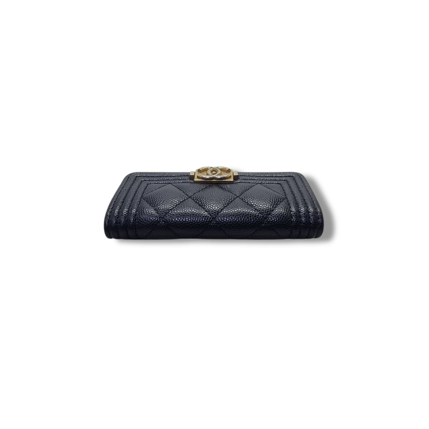 Chanel Boy Flap Card Holder Caviar Ghw (Black)