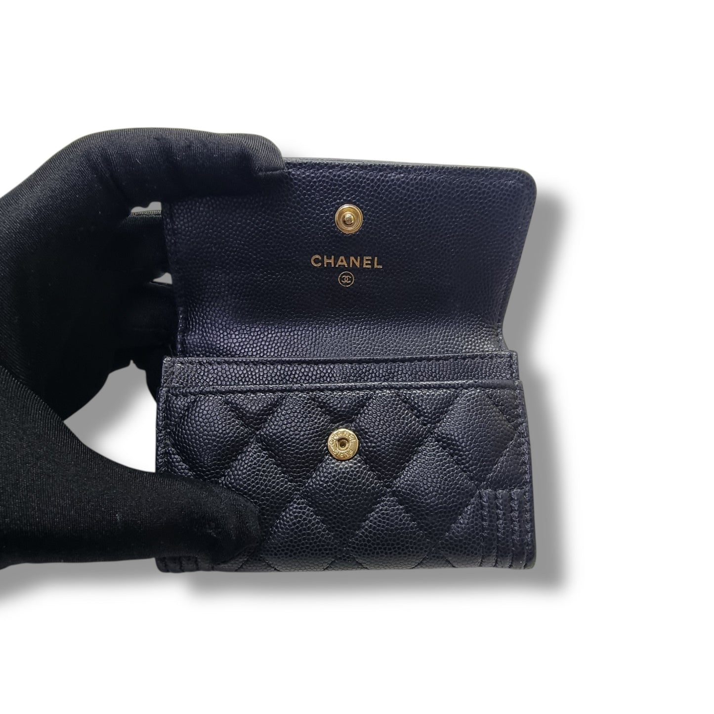 Chanel Boy Flap Card Holder Caviar Ghw (Black)