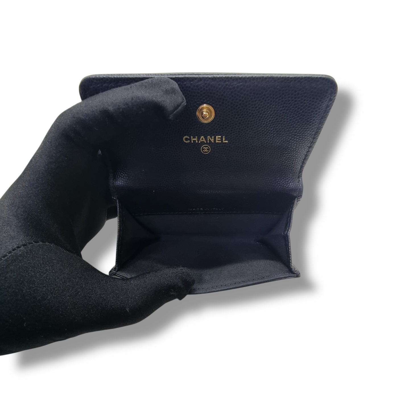 Chanel Boy Flap Card Holder Caviar Ghw (Black)