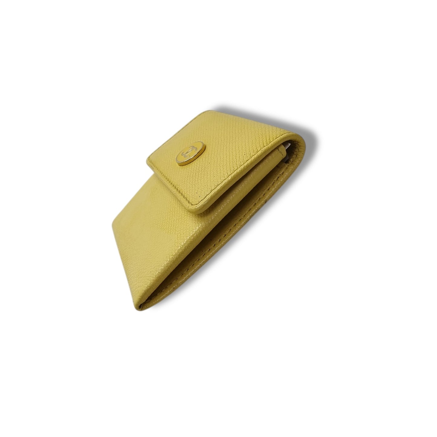 Chanel Coco Button Coin Purse Calfskin Leather Ghw (Yellow)