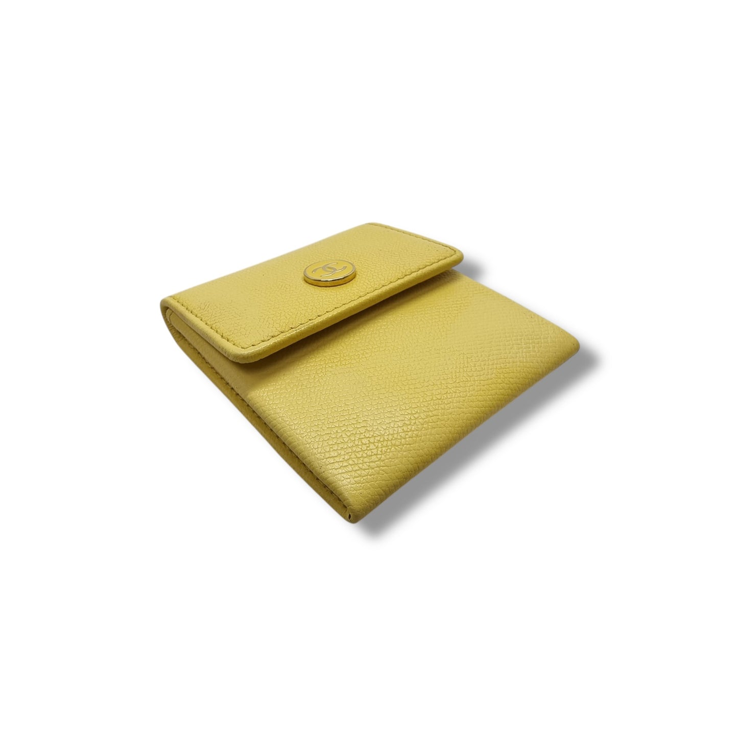 Chanel Coco Button Coin Purse Calfskin Leather Ghw (Yellow)