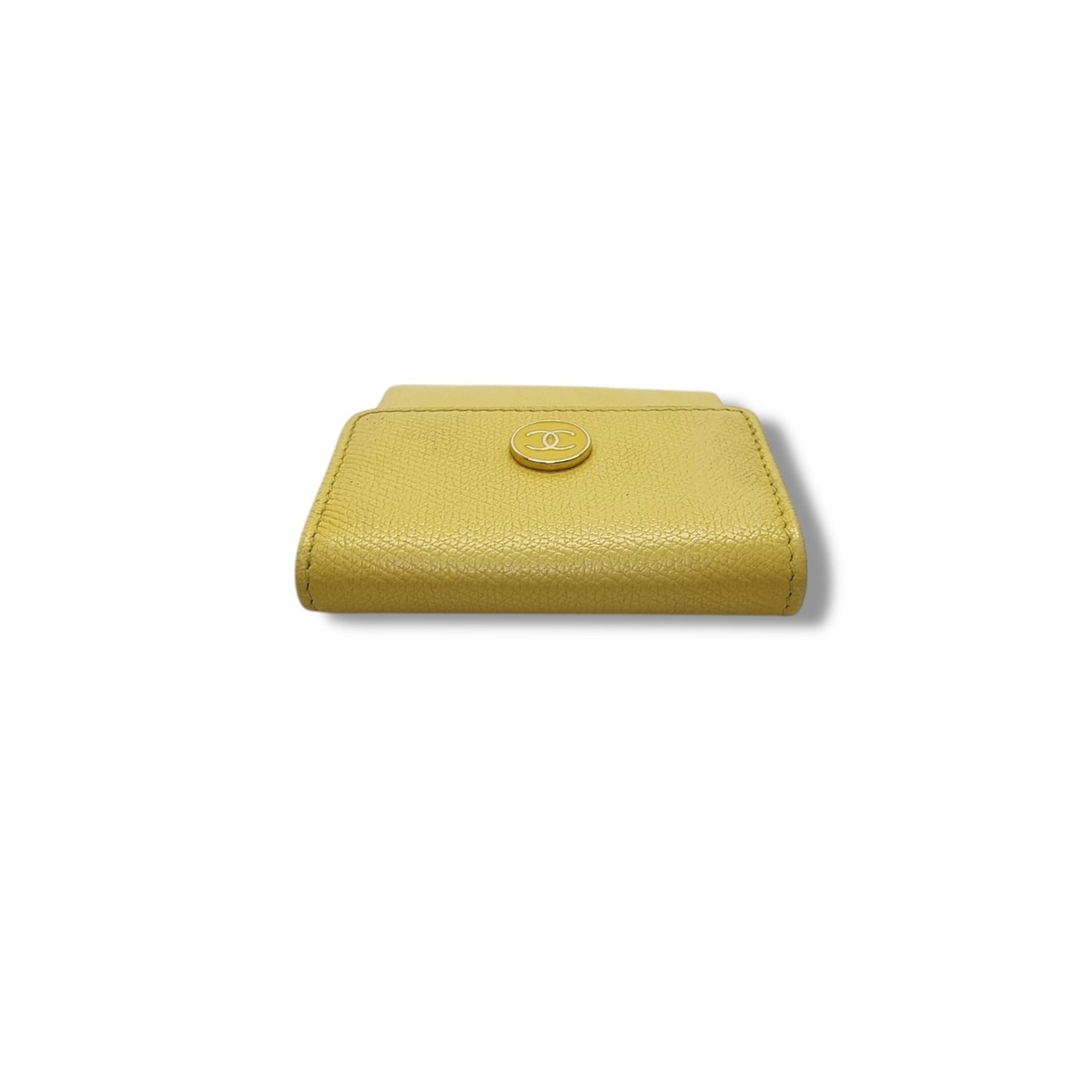 Chanel Coco Button Coin Purse Calfskin Leather Ghw (Yellow)