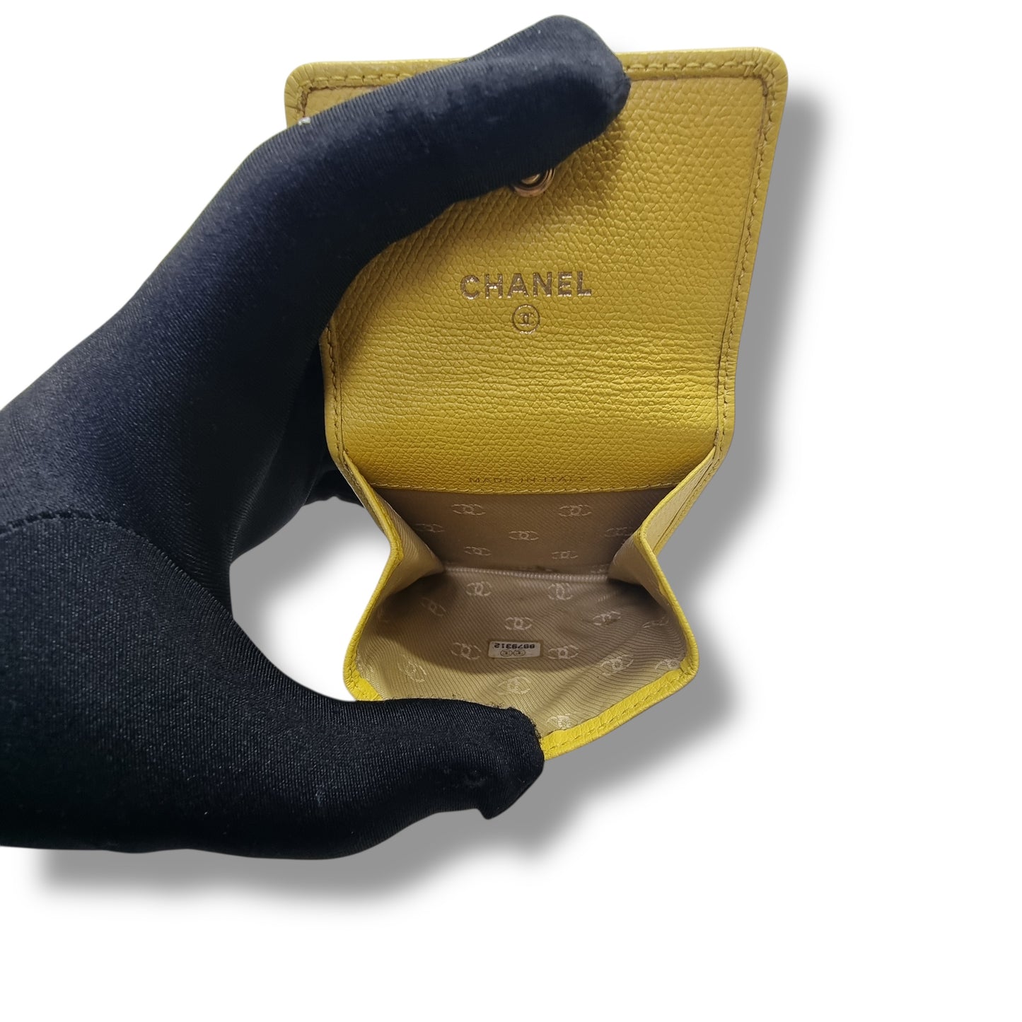 Chanel Coco Button Coin Purse Calfskin Leather Ghw (Yellow)