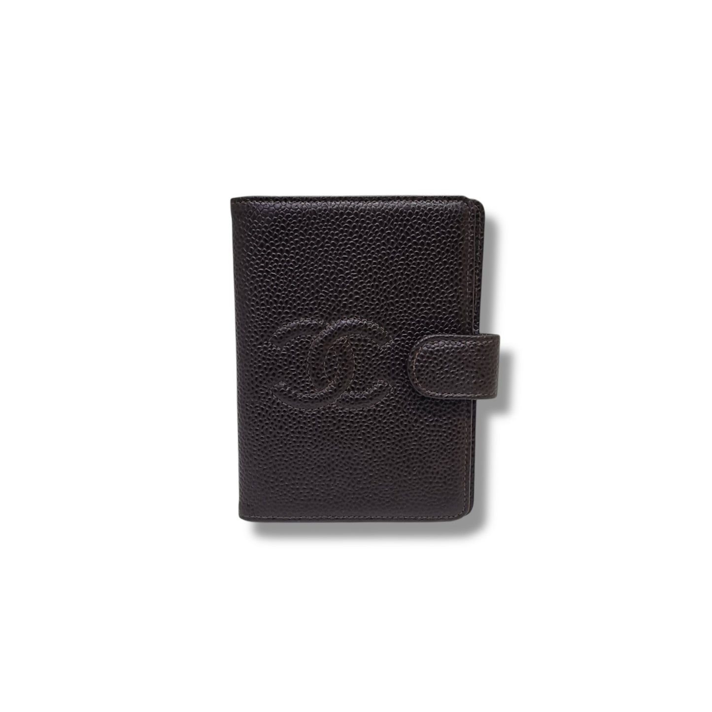 Chanel Vintage Timeless Agenda Cover Grain Leather Ghw (Dark Brown)
