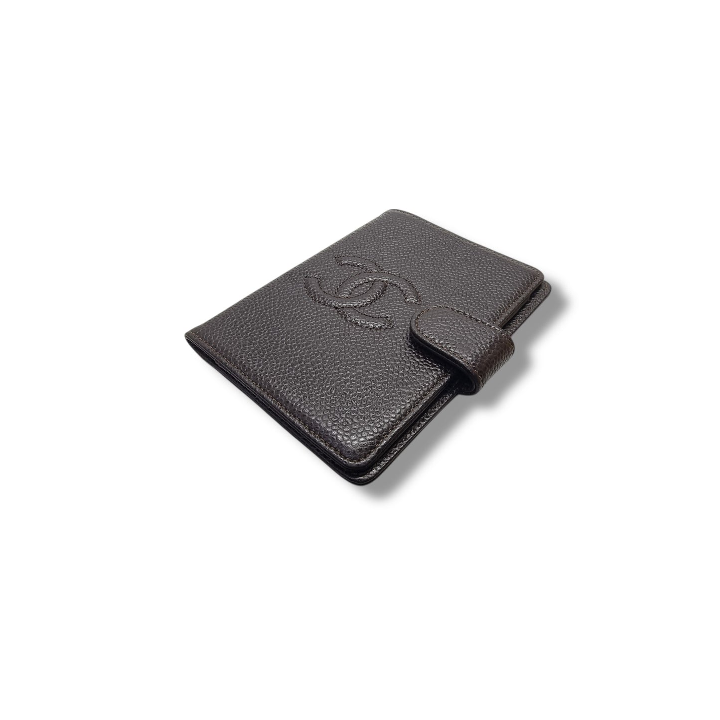 Chanel Vintage Timeless Agenda Cover Grain Leather Ghw (Dark Brown)
