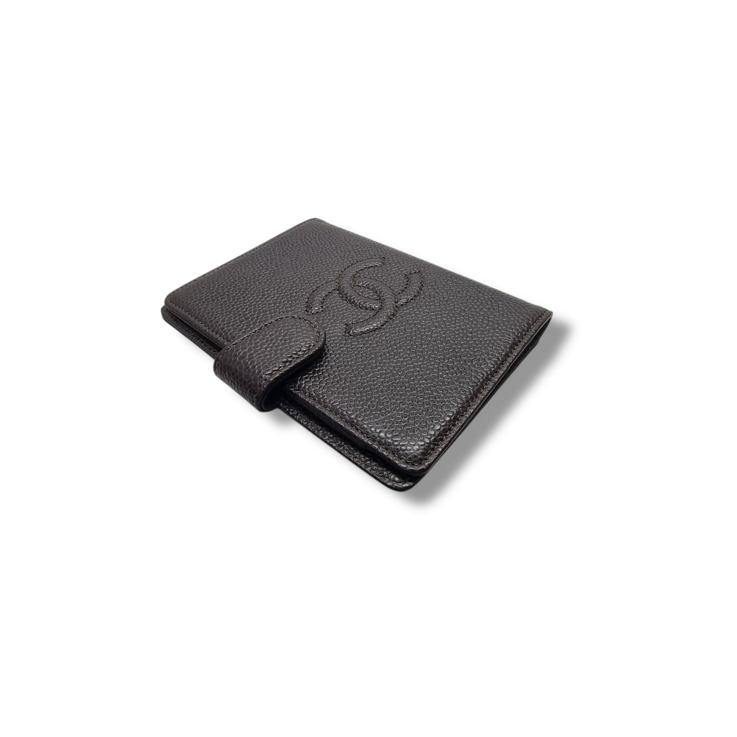 Chanel Vintage Timeless Agenda Cover Grain Leather Ghw (Dark Brown)