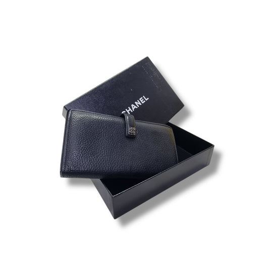 Chanel Bifold Long Leather Wallet Shw (Black)