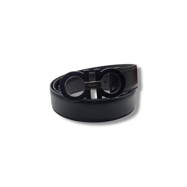 Salvatore Ferragamo Belt Reversible Gancini Buckle  Calfskin Leather Black Hw (Black/Brown)