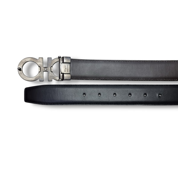 Salvatore Ferragamo Belt Reversible Gancini Buckle  Calfskin Leather Black Hw (Black/Brown)